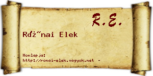 Rónai Elek névjegykártya